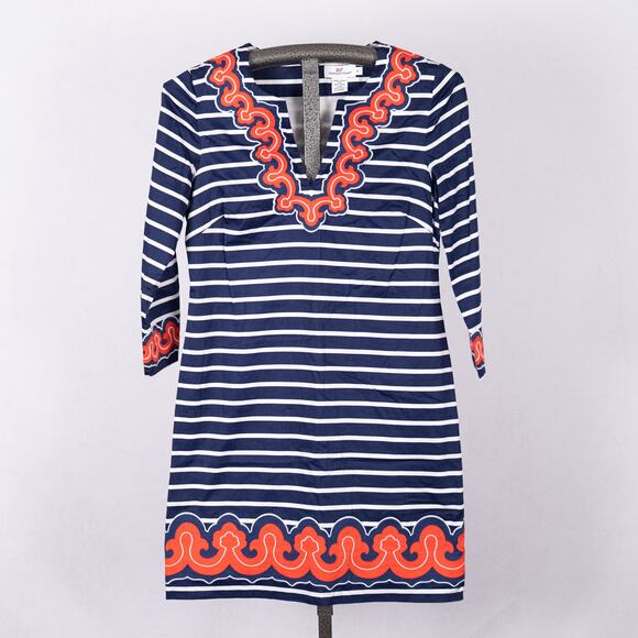 Vineyard Vines Women's Size 4 Nautical Blue & White Stripe w/ Orange Embroidery - Picture 1 of 8